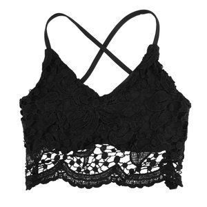 Raschet Knit Lace embroidered black  Camisole